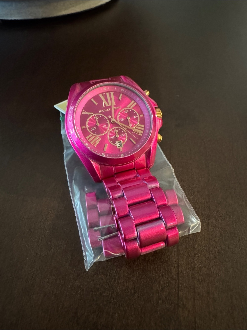 Michael Kors Fuchsia/Pink Women's Chronograph Bracelet Watch with Gold Accents